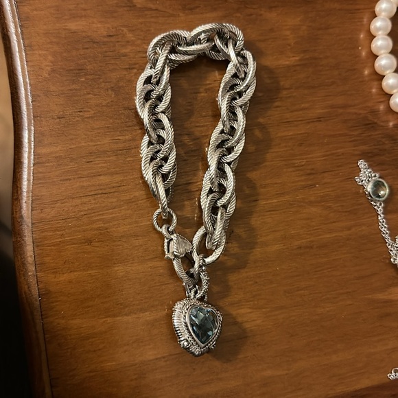 💙Judith Ripka vintage double sided blue topaz heart shaped pendant - Picture 10 of 11